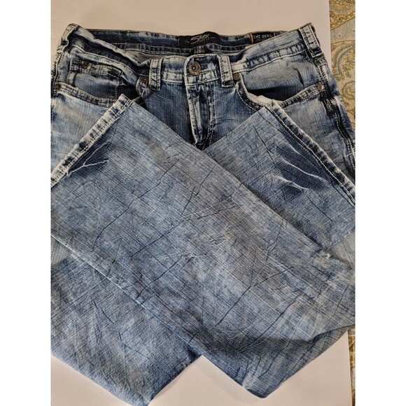 Silver Jeans Craig Relaxed Straight Leg Men Fits 36x32 EMC Denim Distressed - Picture 6 of 6